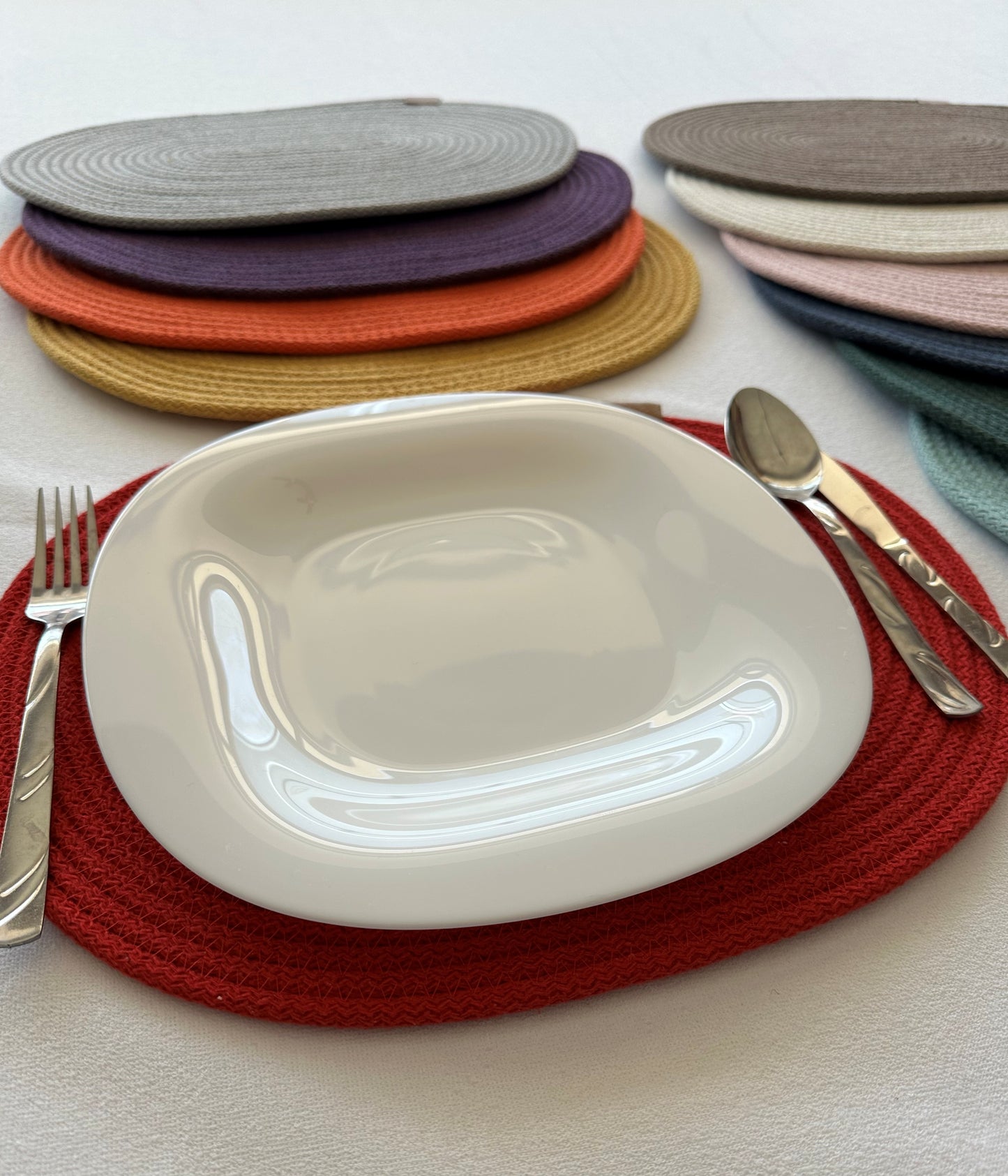 Oval Cotton Rope Placemats - Colorful Dining Table Mats, Decorative Placemats for Dining Table Décor