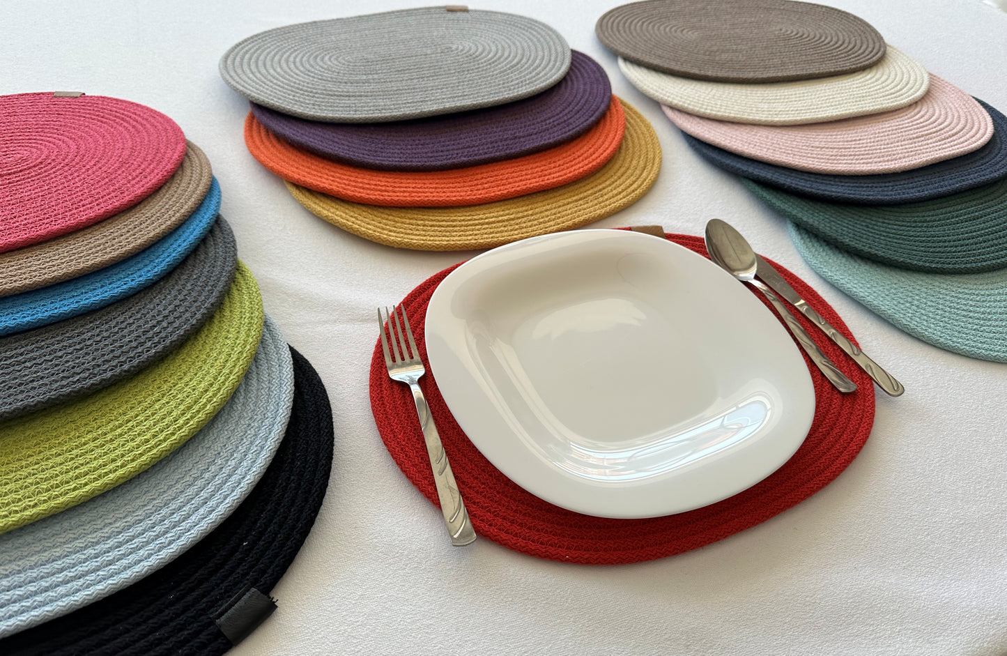 Oval Cotton Rope Placemats - Colorful Dining Table Mats, Decorative Placemats for Dining Table Décor