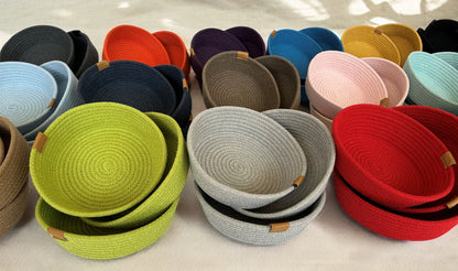 Set of 3 Round Cotton Rope Bowls - Storage Baskets and Rope Organizers for Home Décor