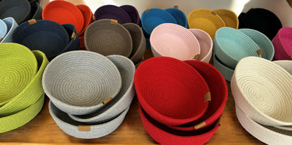 Set of 3 Round Cotton Rope Bowls - Storage Baskets and Rope Organizers for Home Décor