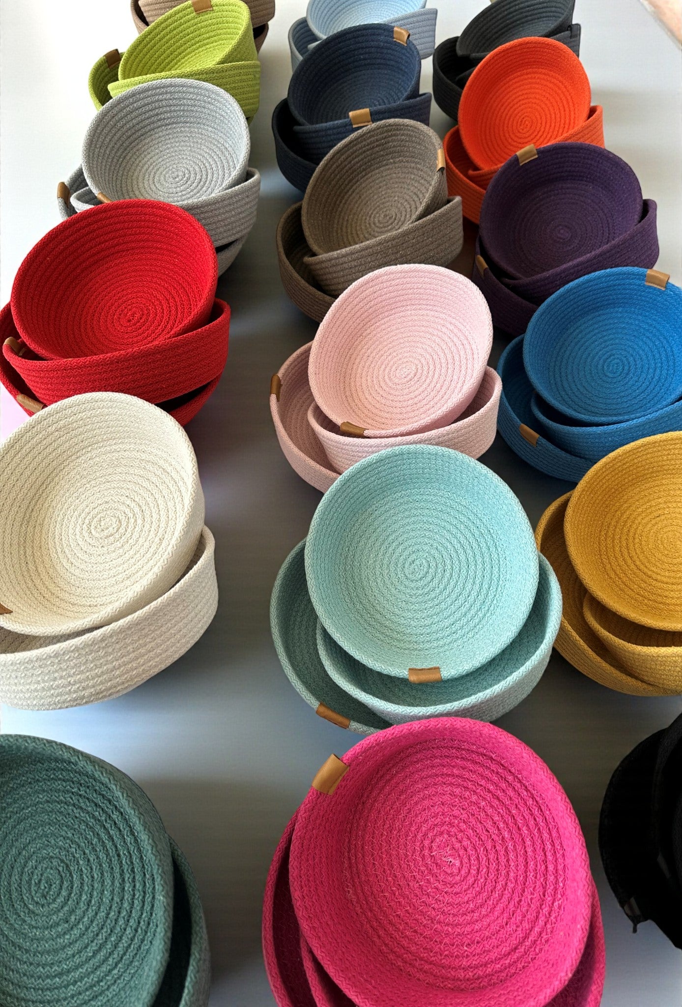 Set of 3 Round Cotton Rope Bowls - Storage Baskets and Rope Organizers for Home Décor