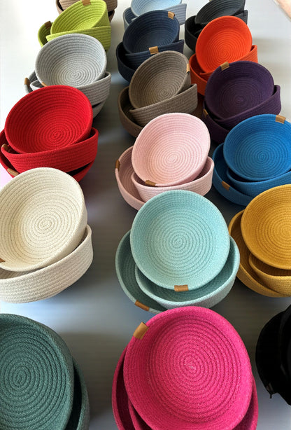 Set of 3 Round Cotton Rope Bowls - Storage Baskets and Rope Organizers for Home Décor