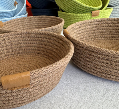 Set of 3 Round Cotton Rope Bowls - Storage Baskets and Rope Organizers for Home Décor