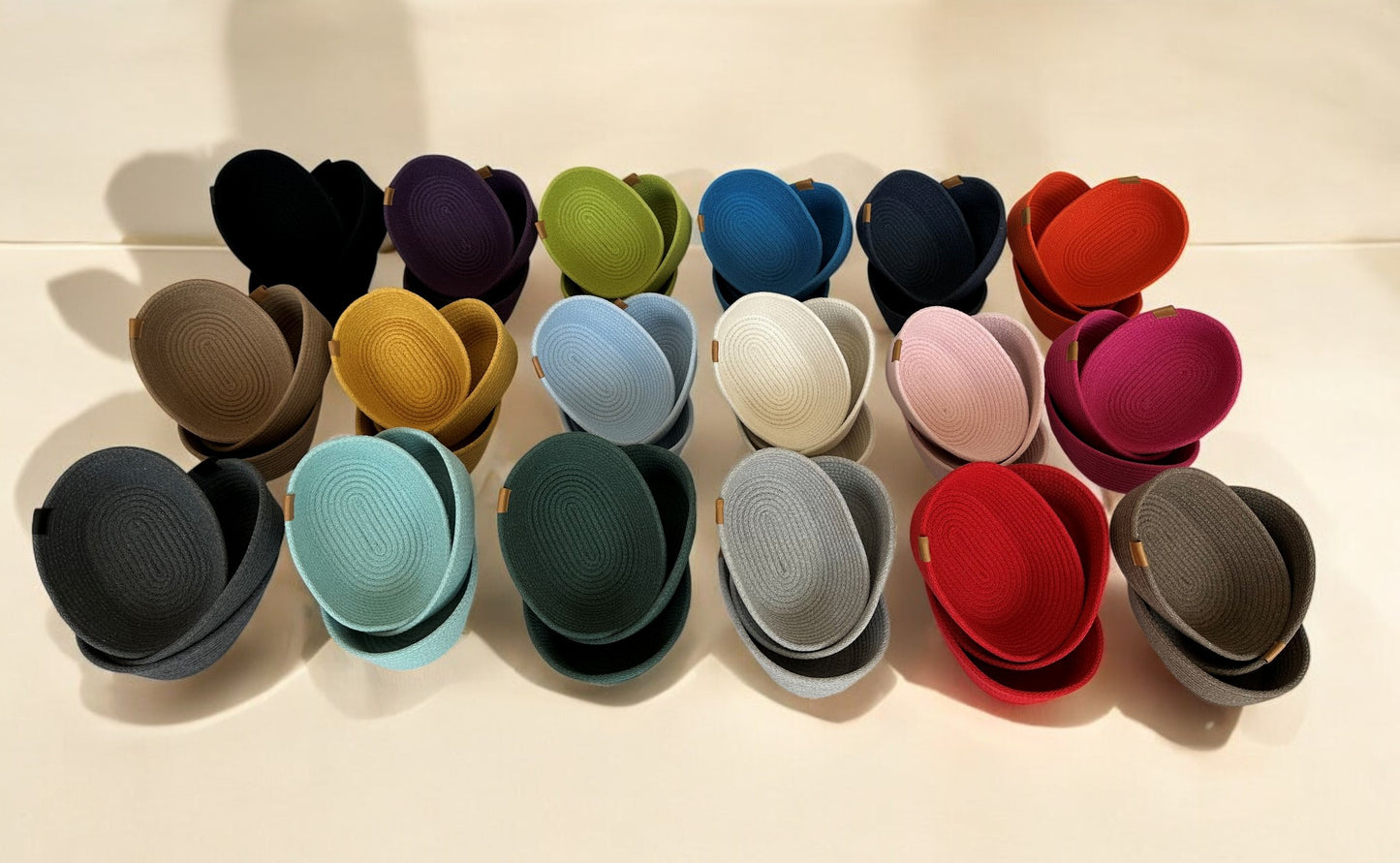 Set of 3 Oval Cotton Rope Bowls - Decorative Storage Baskets, Rope Organizer for Home Décor