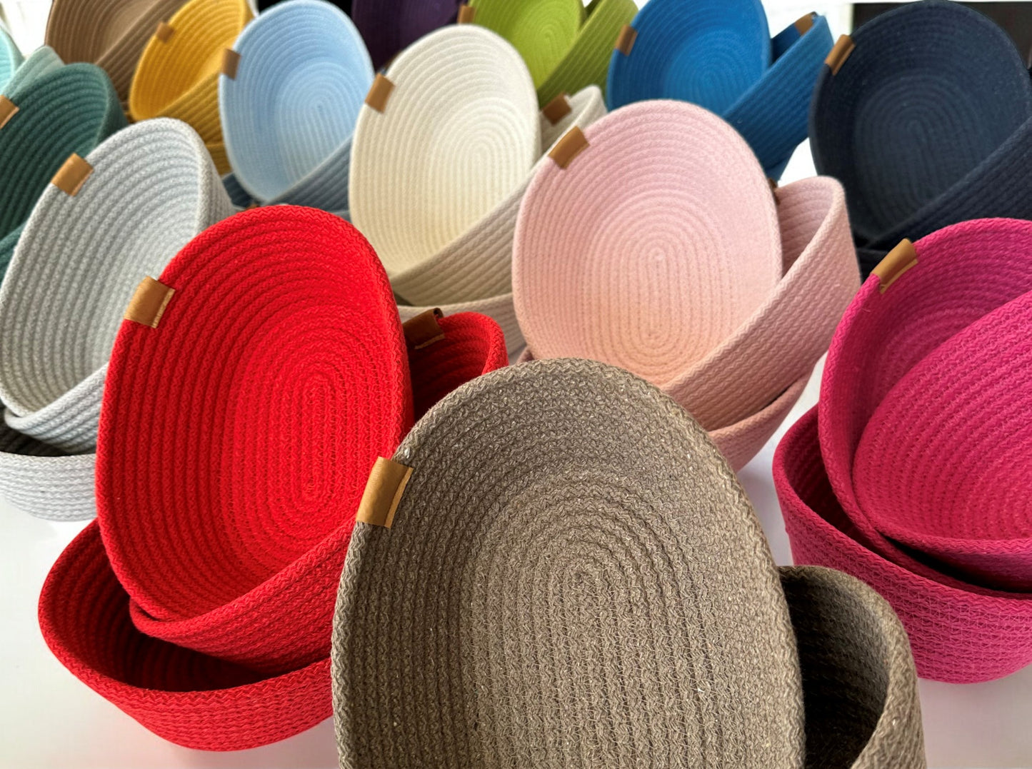 Set of 3 Oval Cotton Rope Bowls - Decorative Storage Baskets, Rope Organizer for Home Décor