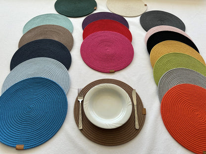 Cotton Rope Placemats - Round, Colorful Dining Table Mats, Decorative Placemats for Dining Table Décor