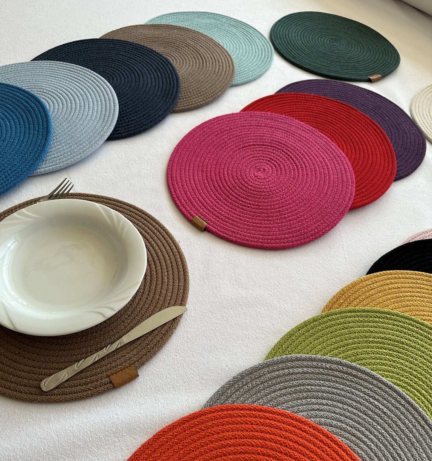 Custom Size Cotton Rope Placemats - Oval & Round Dining Table Mats, Handmade Decorative Table Décor