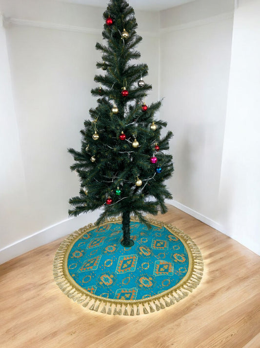 Kilim Design Christmas Tree Skirt | Custom Xmas Tree Skirt | Holiday Decor | Christmas Ornaments & Gifts