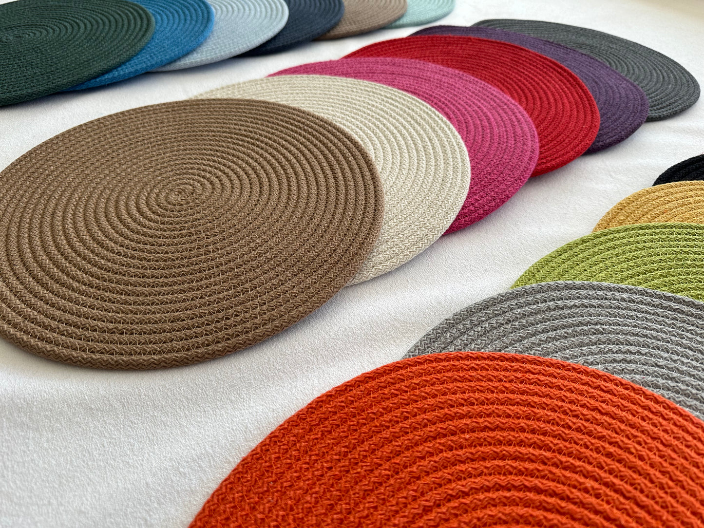 Custom Size Cotton Rope Placemats - Oval & Round Dining Table Mats, Handmade Decorative Table Décor