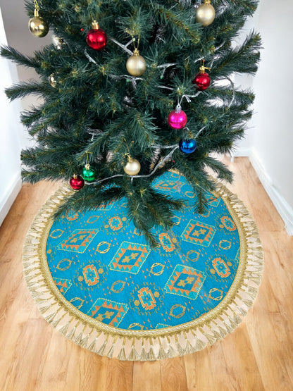 Kilim Design Christmas Tree Skirt | Custom Xmas Tree Skirt | Holiday Decor | Christmas Ornaments & Gifts