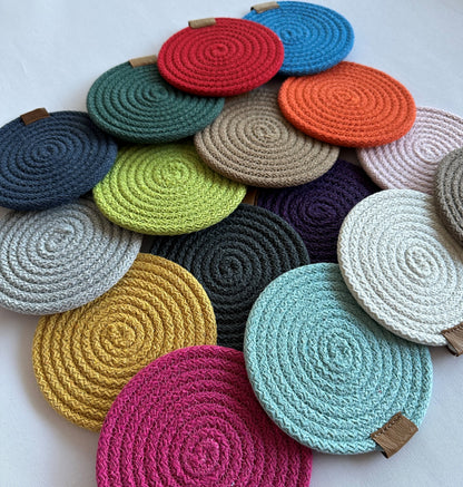 Set of Cotton Rope Coasters - Colorful Table Coasters for Dining Table & Kitchen Décor, Perfect Housewarming Gift