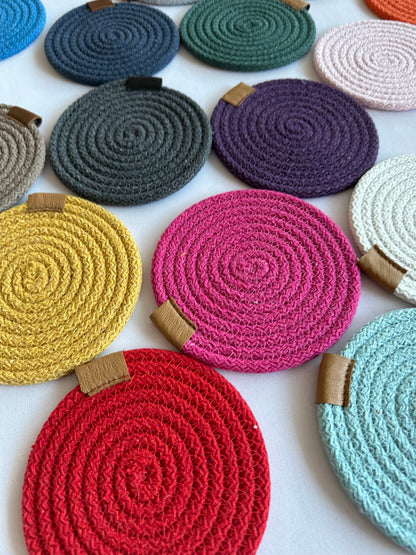 Set of Cotton Rope Coasters - Colorful Table Coasters for Dining Table & Kitchen Décor, Perfect Housewarming Gift