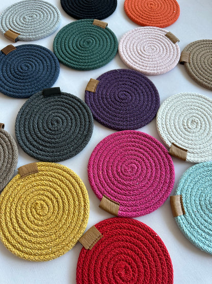 Set of Cotton Rope Coasters - Colorful Table Coasters for Dining Table & Kitchen Décor, Perfect Housewarming Gift