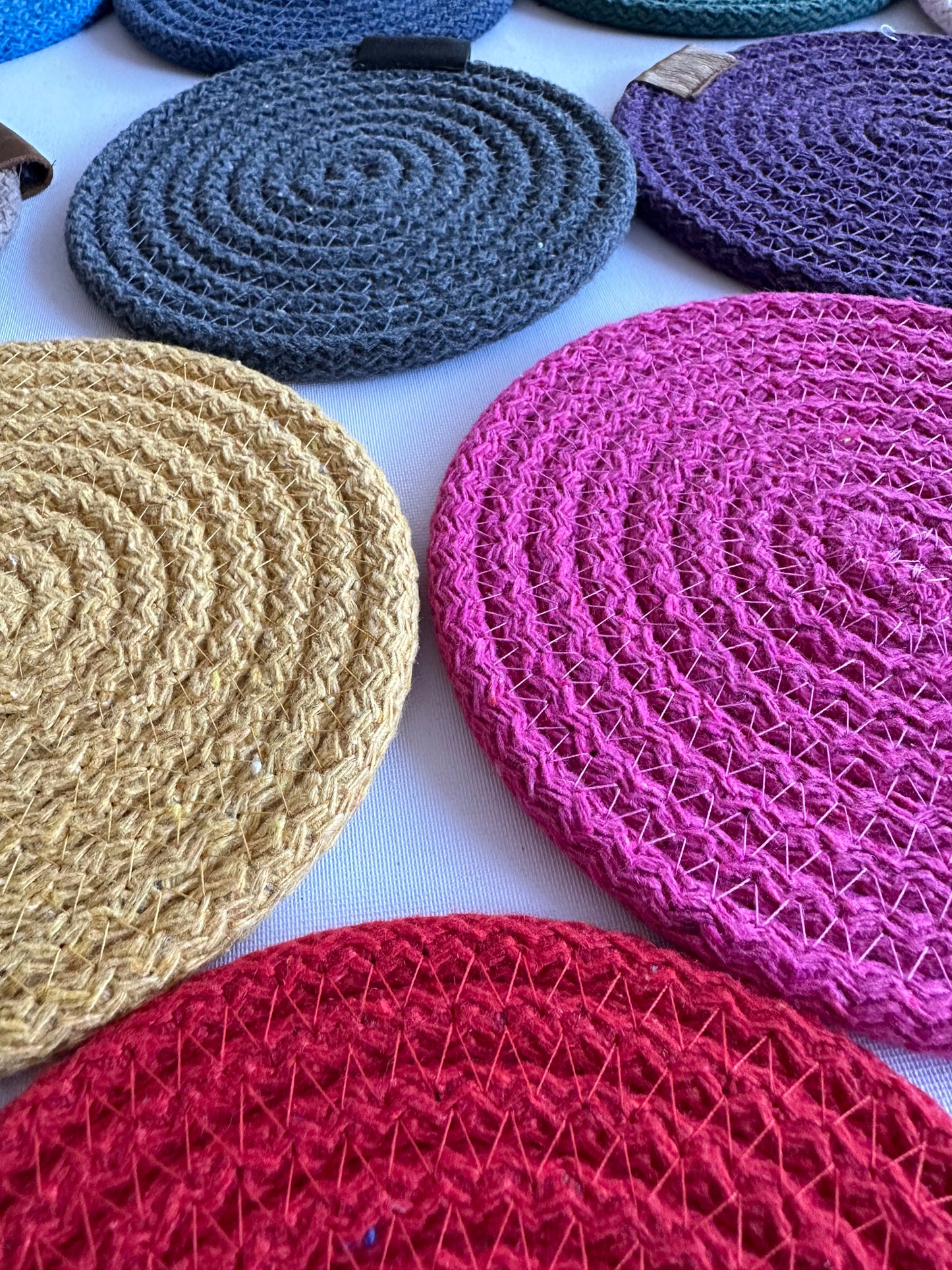Set of Cotton Rope Coasters - Colorful Table Coasters for Dining Table & Kitchen Décor, Perfect Housewarming Gift