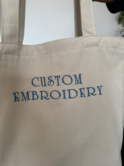 Custom Embroidered Tote Bag - Personalized Cotton Fabric Bag, Custom Text Summer Tote, Gift for Her