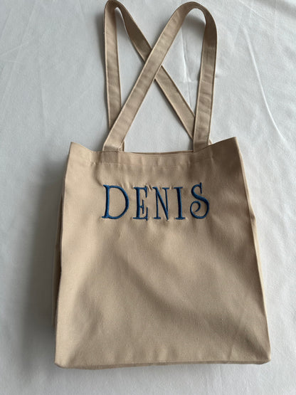 Custom Embroidered Tote Bag - Personalized Cotton Fabric Bag, Custom Text Summer Tote, Gift for Her