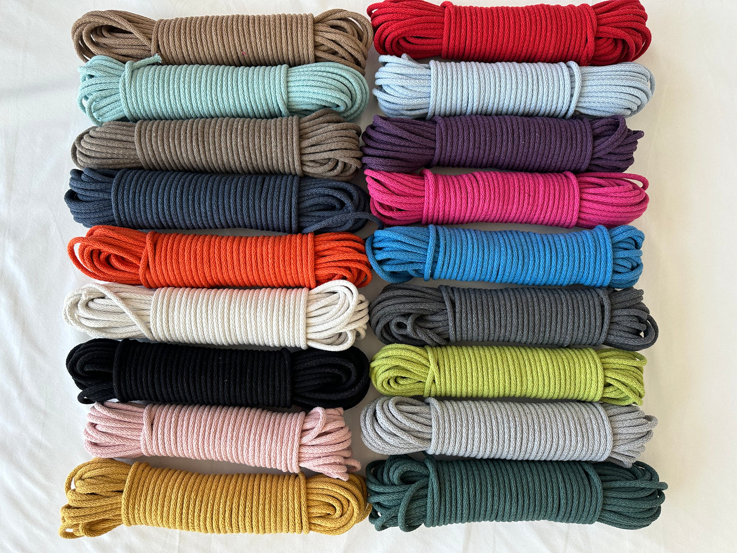 Braided Cotton Rope for DIY - Colorful Rope by the Yard for Baskets, Bowls, and Sewing Projects