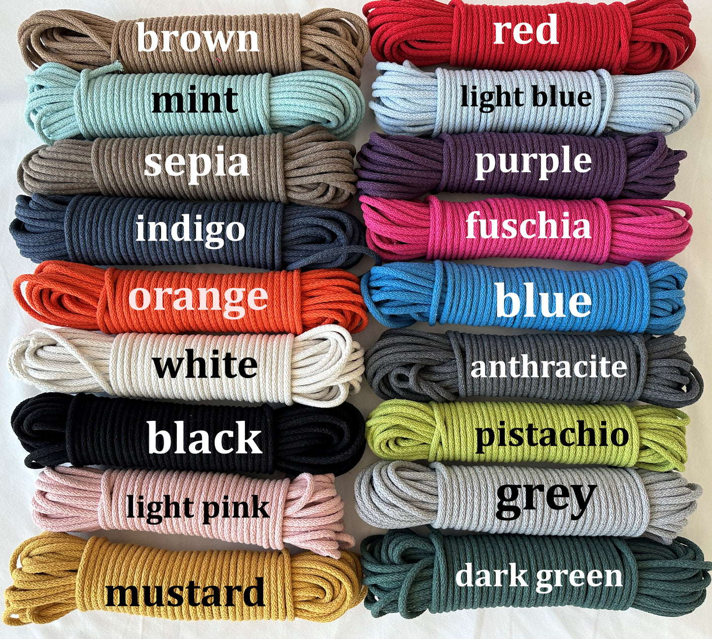 Braided Cotton Rope for DIY - Colorful Rope by the Yard for Baskets, Bowls, and Sewing Projects