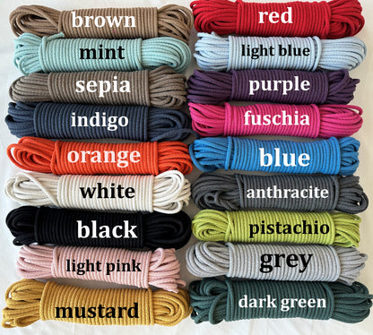 Braided Cotton Rope for DIY - Colorful Rope by the Yard for Baskets, Bowls, and Sewing Projects