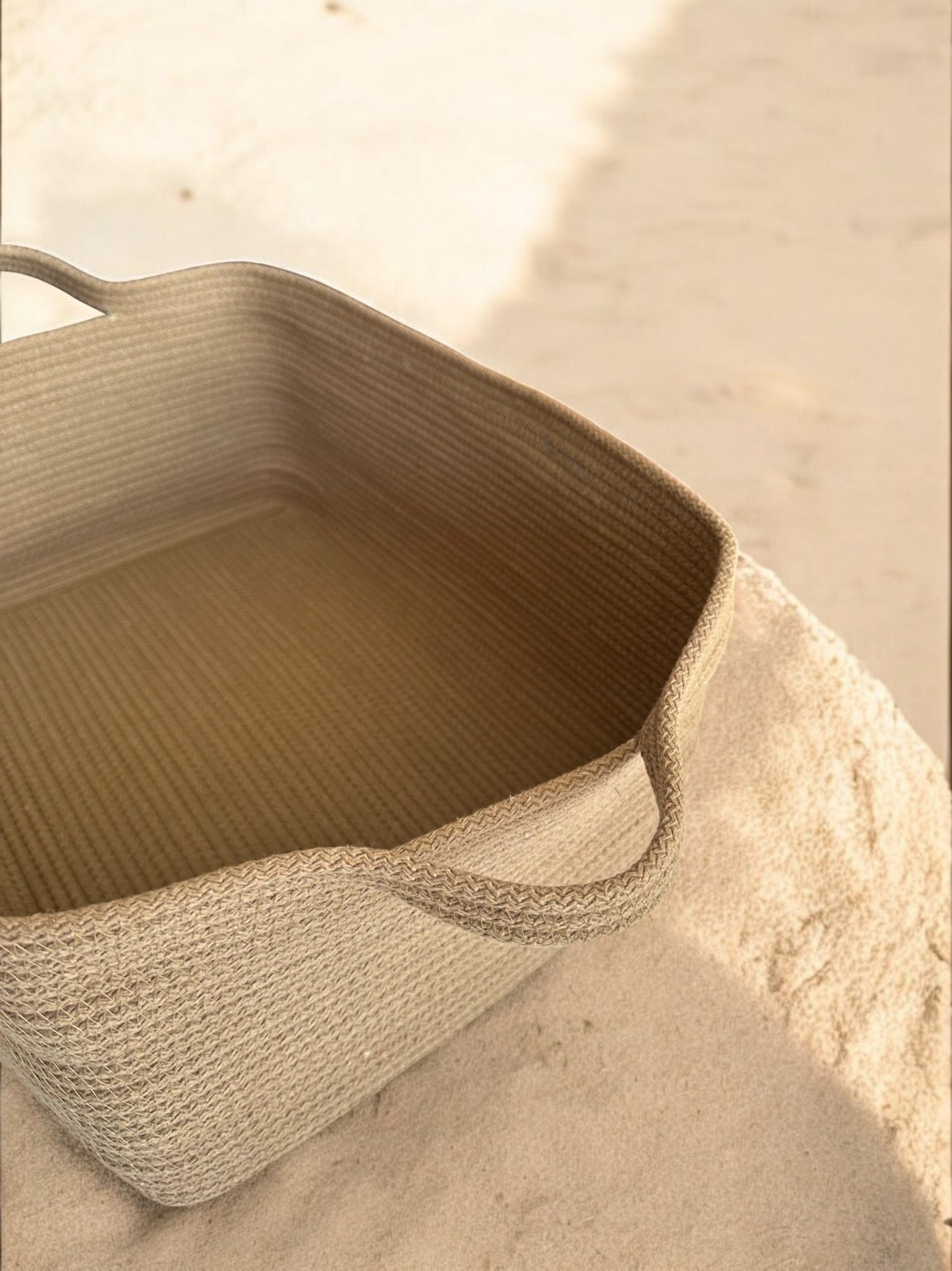 Cotton Rope Basket with Handles - Square & Rectangle Storage Baskets, Colorful Organizer, Housewarming Gift