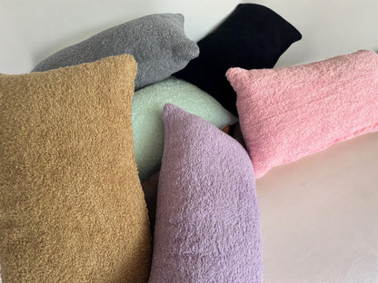 Custom Terry Cloth Pillow Cover - Soft Towelling Lumbar & Colorful Towel Pillow Covers (Only Cover)