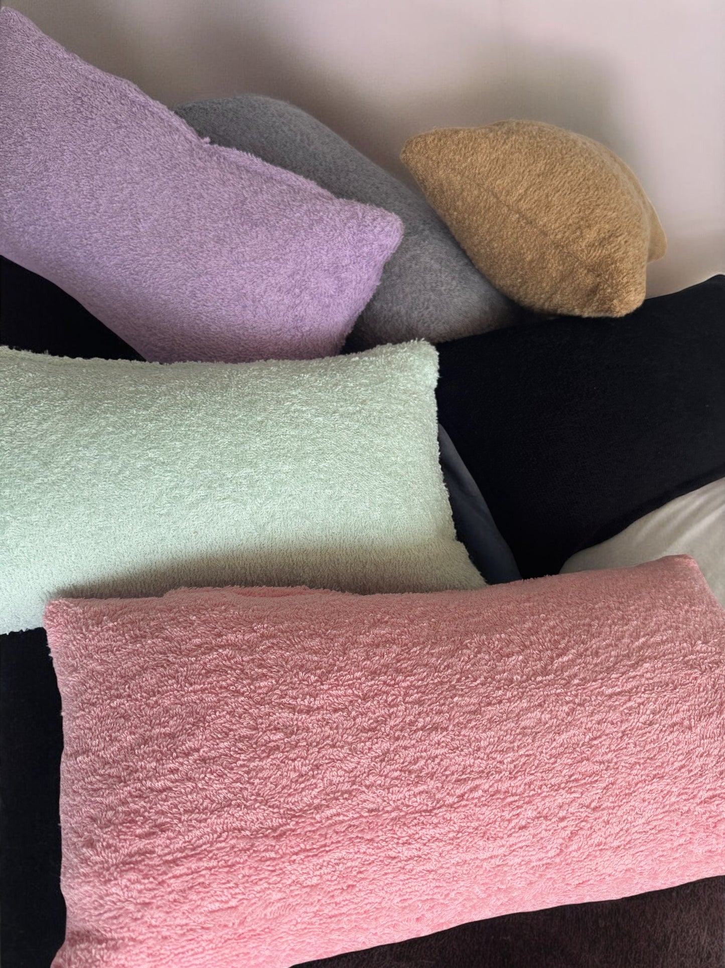 Custom Terry Cloth Pillow Cover - Soft Towelling Lumbar & Colorful Towel Pillow Covers (Only Cover)