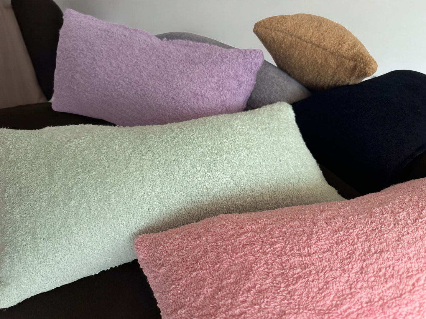 Custom Terry Cloth Pillow Cover - Soft Towelling Lumbar & Colorful Towel Pillow Covers (Only Cover)