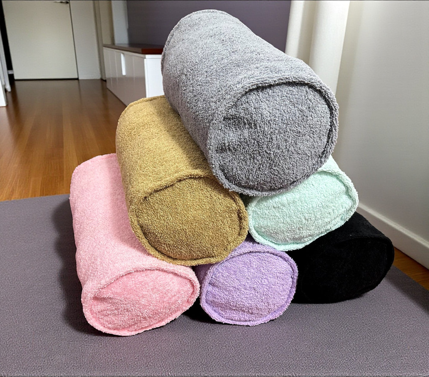 Custom Terry Cloth Bolster Pillow - Colorful Summer Neckroll, Towel Throw Pillow Cover in Terry Cloth Fabric