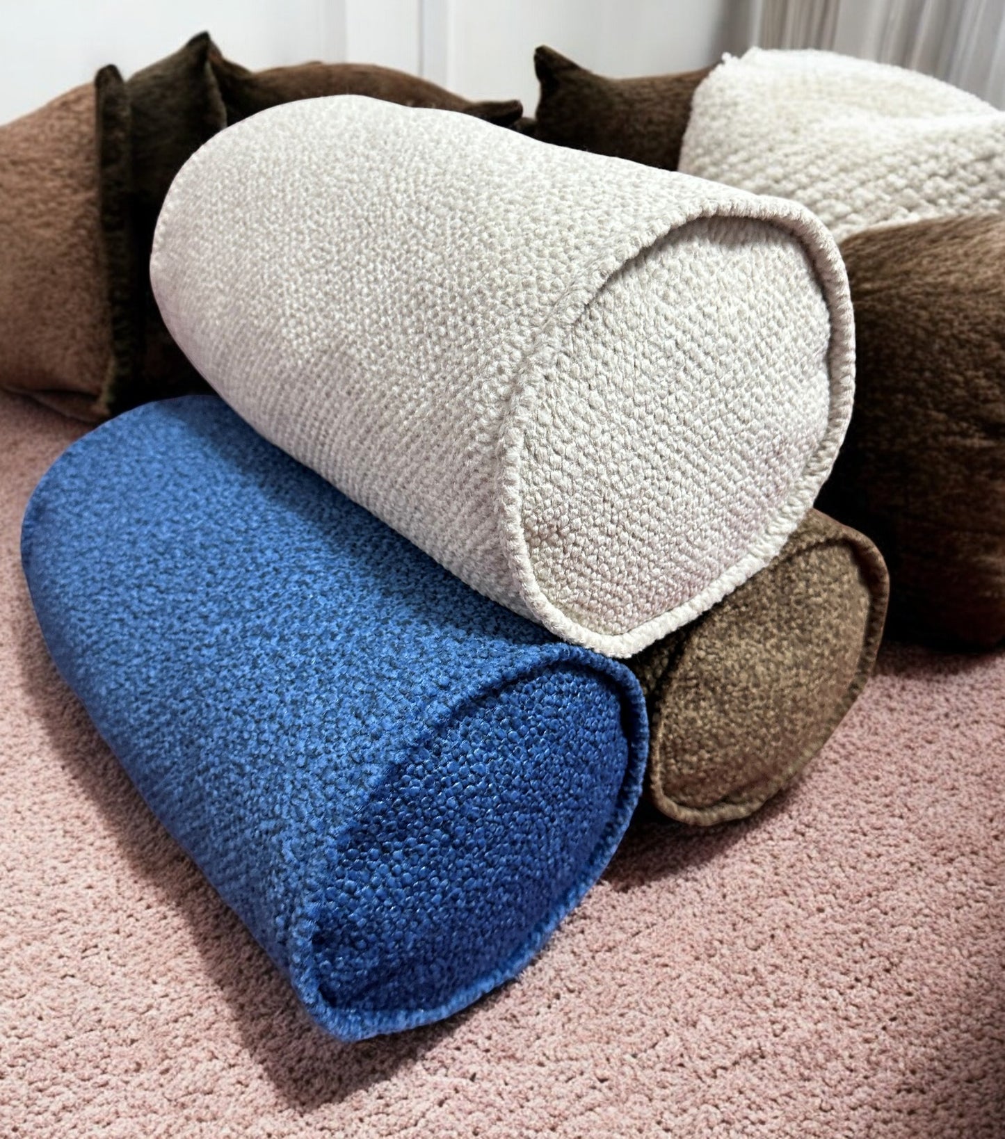 Custom Bolster Pillow Cover - Round Neckroll, Indoor Sofa & Throw Pillow, Custom Size Decorative Bolster