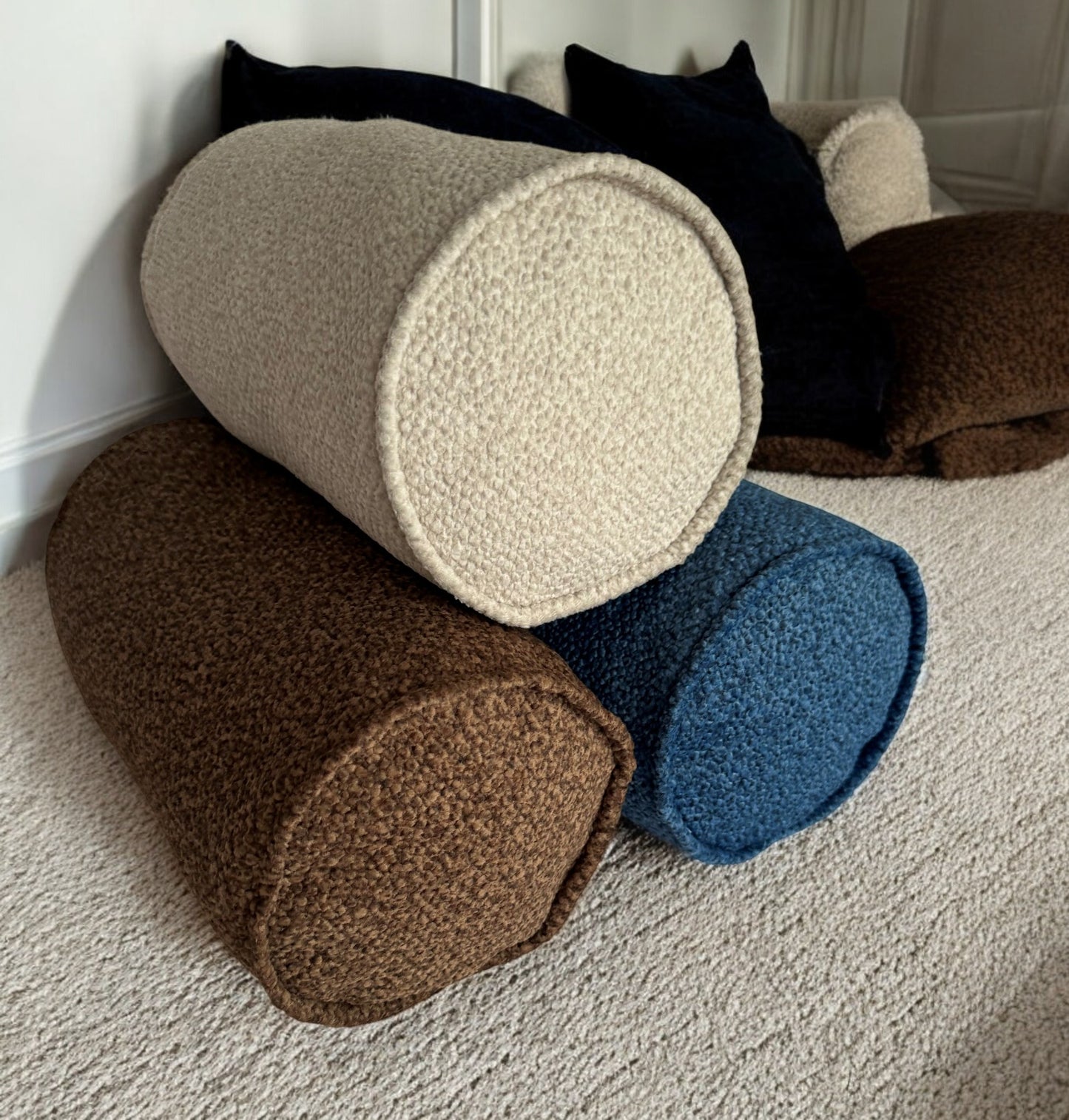 Custom Bolster Pillow Cover - Round Neckroll, Indoor Sofa & Throw Pillow, Custom Size Decorative Bolster