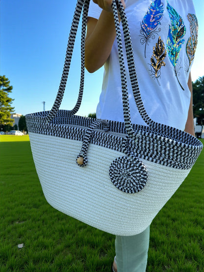 Cotton Rope Summer Bag - Beach Tote, Eco-Friendly Shoulder Bag, Perfect Gift for Women