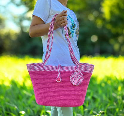 Cotton Rope Summer Bag - Beach Tote, Eco-Friendly Shoulder Bag, Perfect Gift for Women