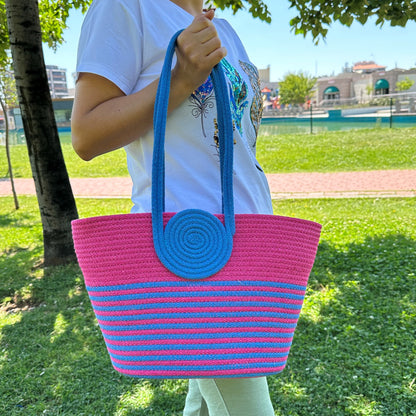 Eco-Friendly Cotton Rope Handbag - Summer Beach Tote, Shoulder Bag, Stylish Gift for Women