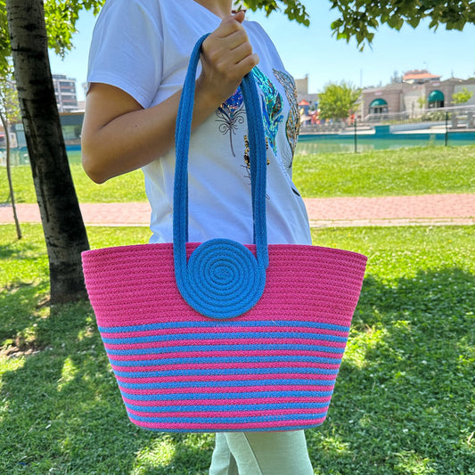 Eco-Friendly Cotton Rope Handbag - Summer Beach Tote, Shoulder Bag, Stylish Gift for Women