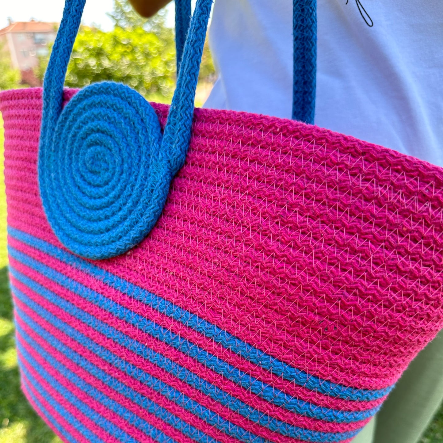 Eco-Friendly Cotton Rope Handbag - Summer Beach Tote, Shoulder Bag, Stylish Gift for Women