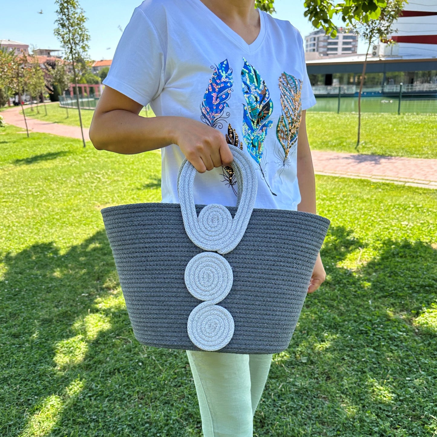 Eco-Friendly Cotton Rope Handbag - Summer Beach Tote, Shoulder Bag, Perfect Gift for Women