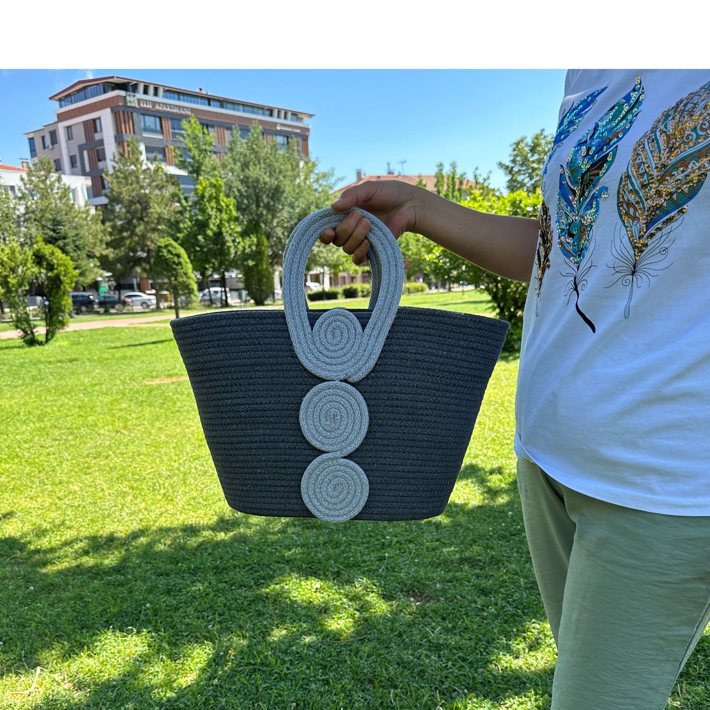 Eco-Friendly Cotton Rope Handbag - Summer Beach Tote, Shoulder Bag, Perfect Gift for Women