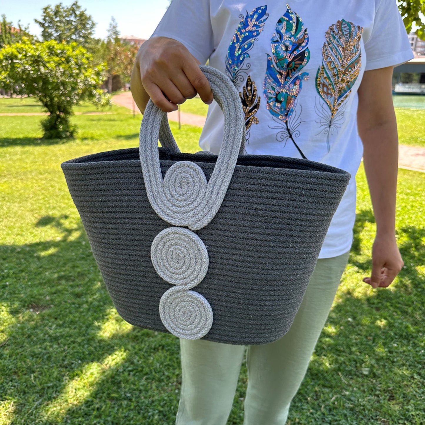 Eco-Friendly Cotton Rope Handbag - Summer Beach Tote, Shoulder Bag, Perfect Gift for Women