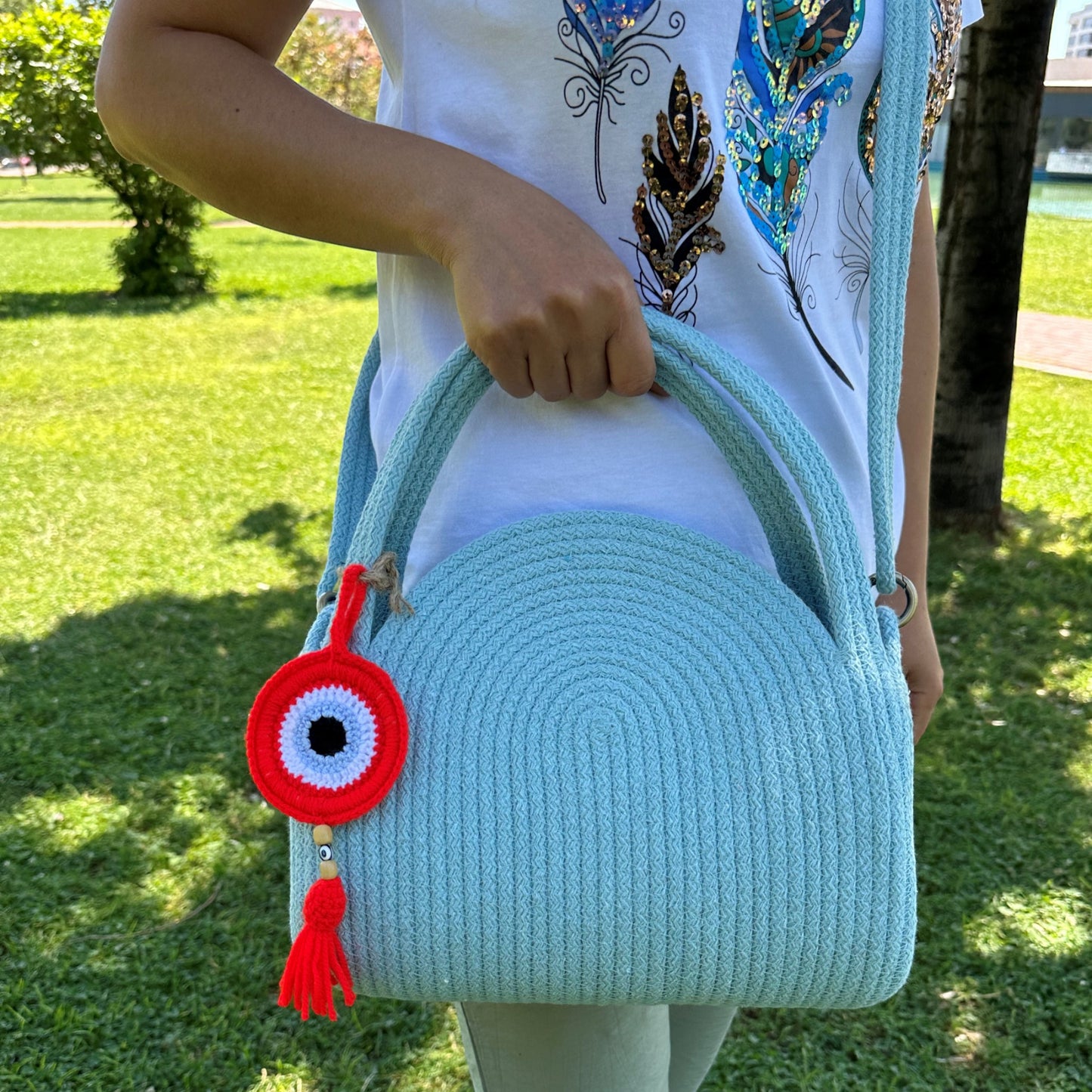 Eco-Friendly Cotton Rope Shoulder Bag - Summer Beach Tote, Beach Bag, and Gift for Women