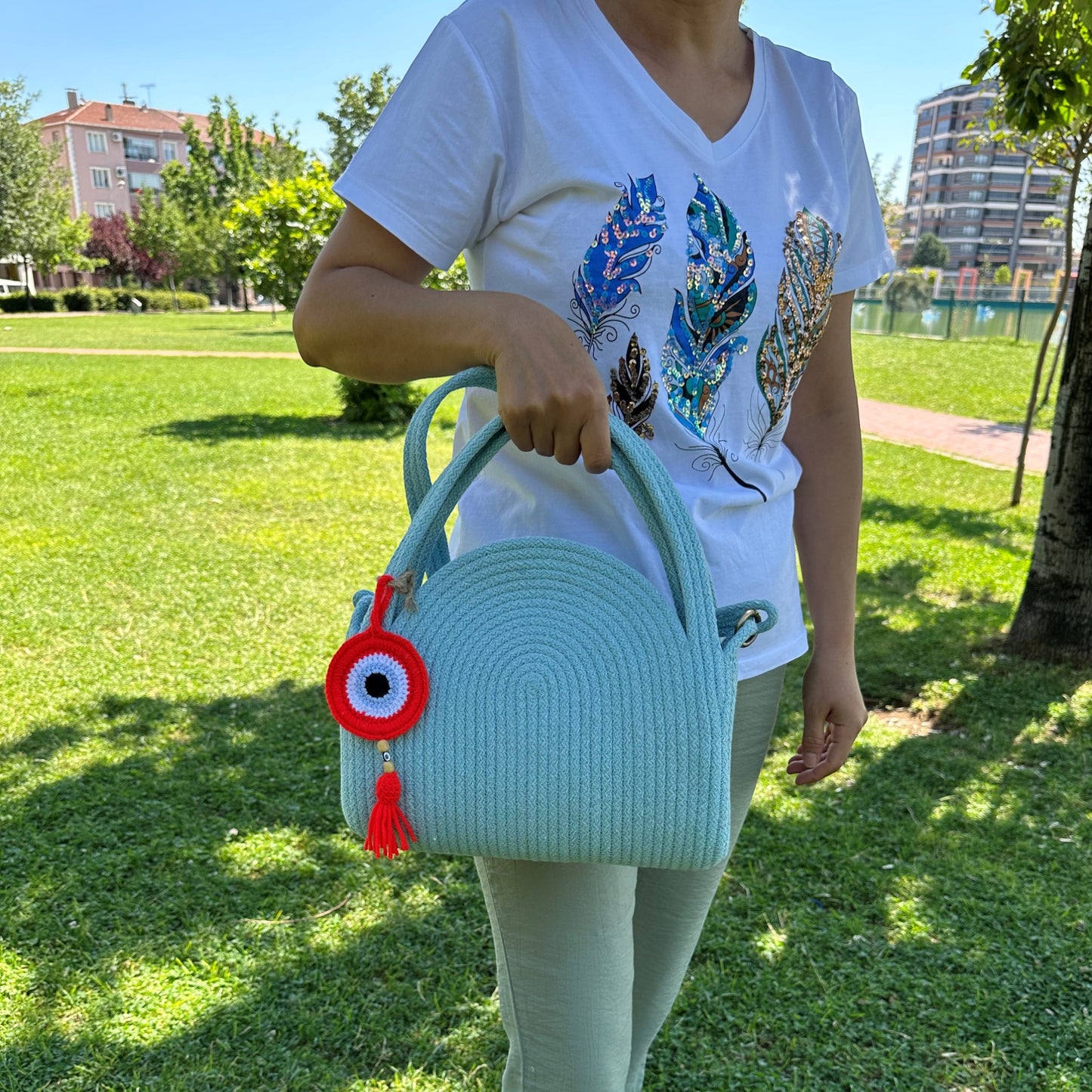 Eco-Friendly Cotton Rope Shoulder Bag - Summer Beach Tote, Beach Bag, and Gift for Women