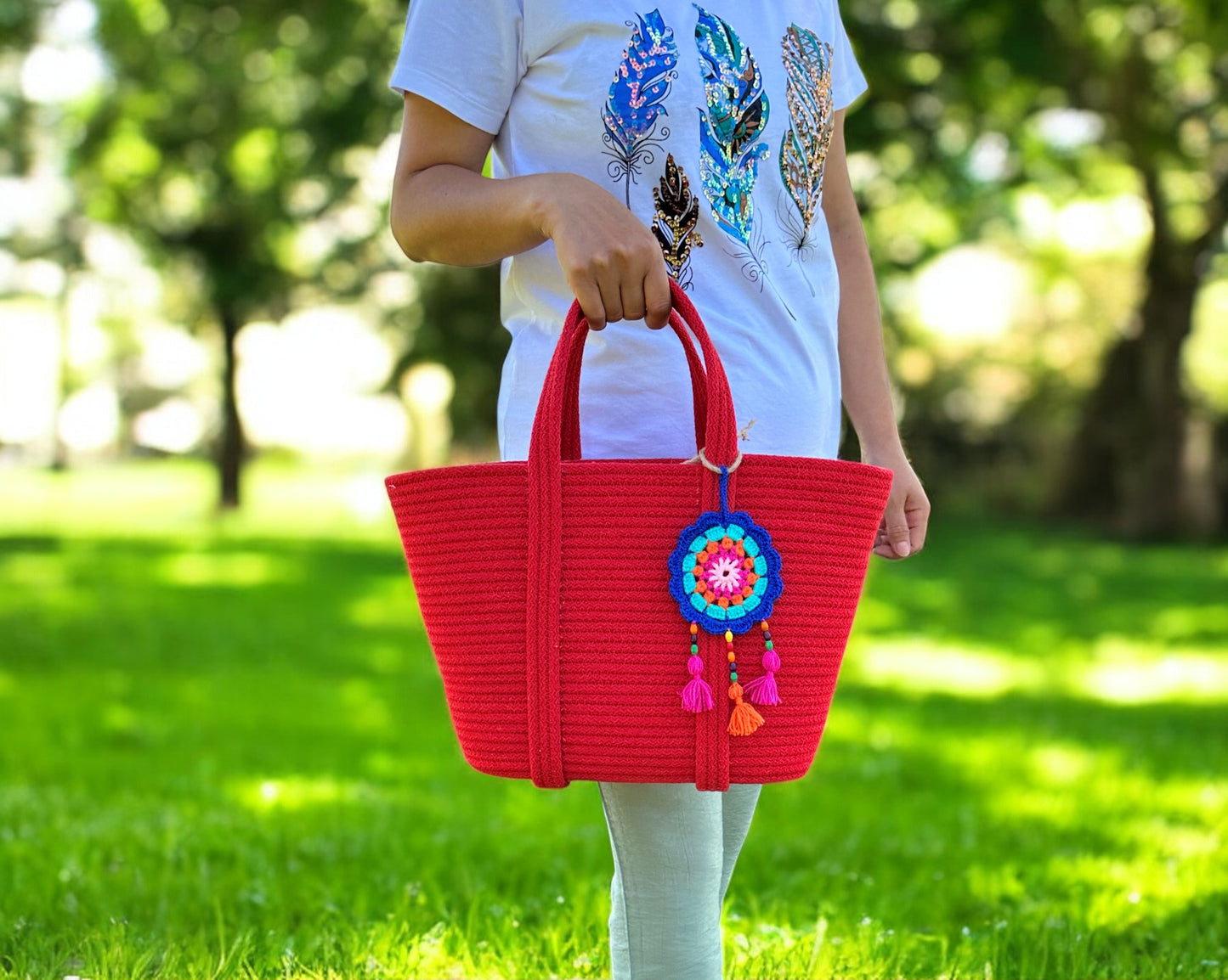 Cotton Rope Handbag - Eco-Friendly Summer Beach Tote, Shoulder Bag, and Gift for Women