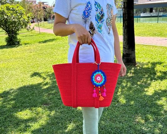 Cotton Rope Handbag - Eco-Friendly Summer Beach Tote, Shoulder Bag, and Gift for Women