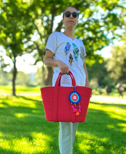 Cotton Rope Handbag - Eco-Friendly Summer Beach Tote, Shoulder Bag, and Gift for Women