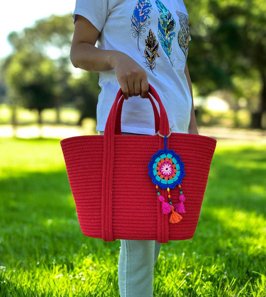 Cotton Rope Handbag - Eco-Friendly Summer Beach Tote, Shoulder Bag, and Gift for Women