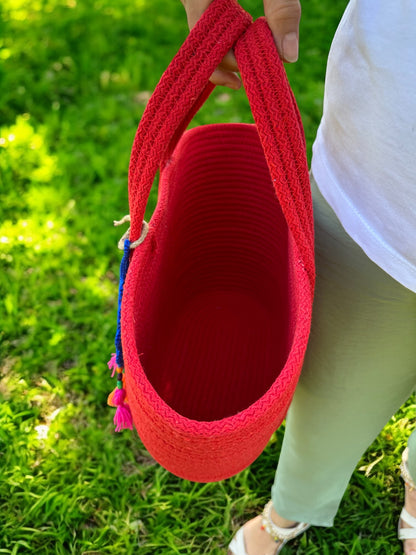 Cotton Rope Handbag - Eco-Friendly Summer Beach Tote, Shoulder Bag, and Gift for Women