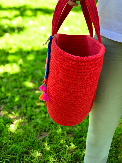 Cotton Rope Handbag - Eco-Friendly Summer Beach Tote, Shoulder Bag, and Gift for Women