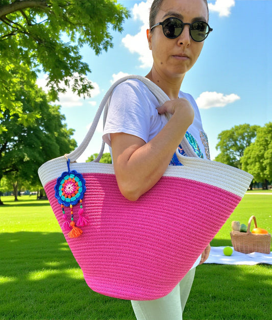 Eco-Friendly Cotton Rope Handbag - Summer Beach Tote, Shoulder Bag, Perfect Gift for Women