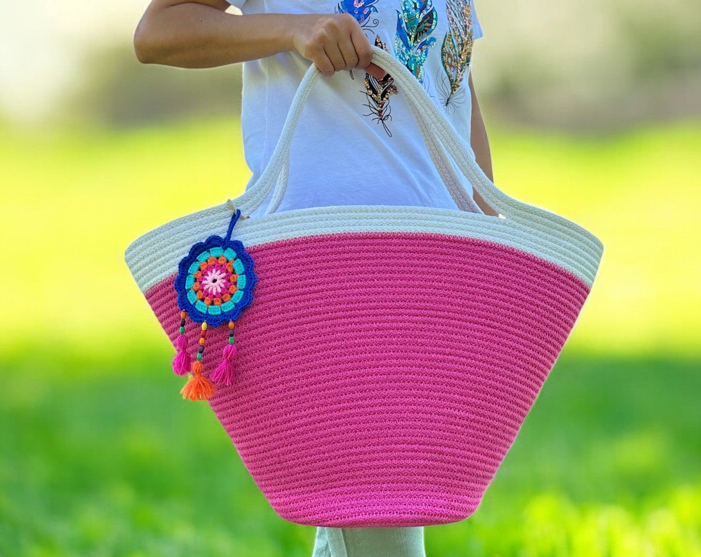 Eco-Friendly Cotton Rope Handbag - Summer Beach Tote, Shoulder Bag, Perfect Gift for Women