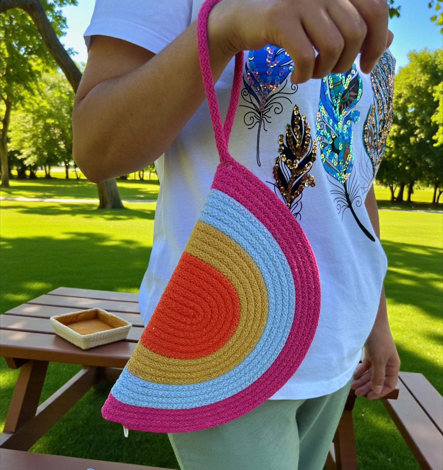 Colorful Cotton Rope Clutch Bag - Boho Summer Purse, Bridesmaid Gift, Clutch for Women