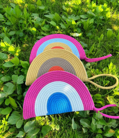 Colorful Cotton Rope Clutch Bag - Boho Summer Purse, Bridesmaid Gift, Clutch for Women